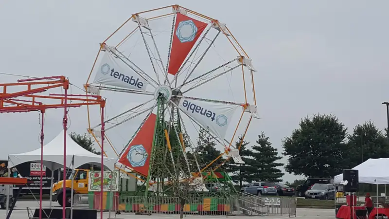 Tenable branded Ferris Wheel at corporate event